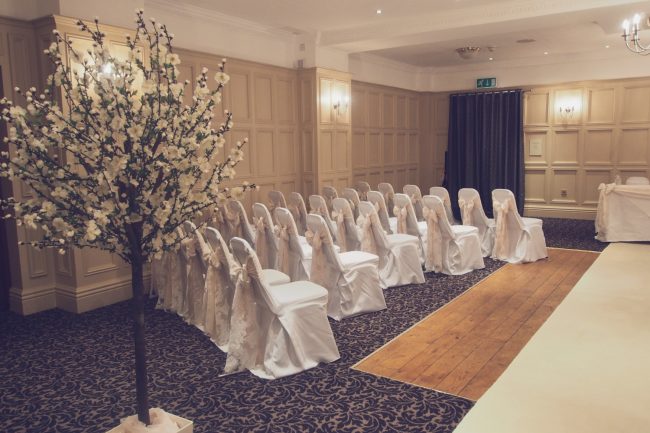 Ivory Flock Sashes and Chair Covers