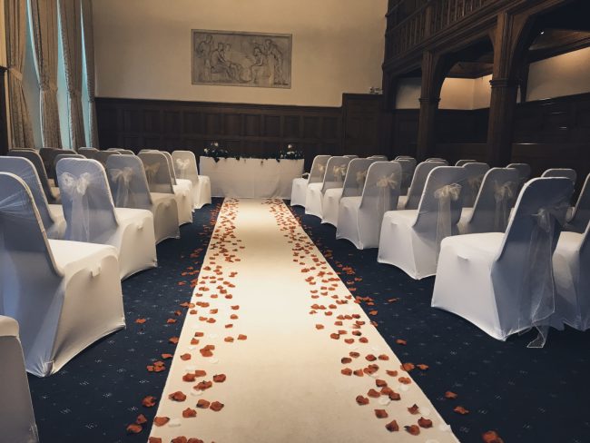 Cream Aisle Carpet with Red Petals Chinese Wedding Manchester