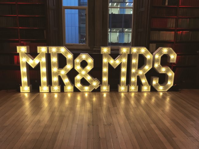 4ft MR & MRS illuminated Wedding Letter Hire Manchester