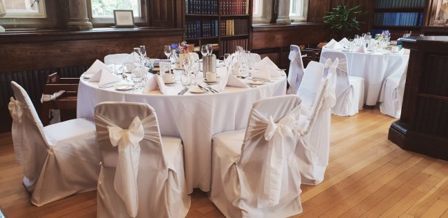 Chair Cover with White Bows for Reception