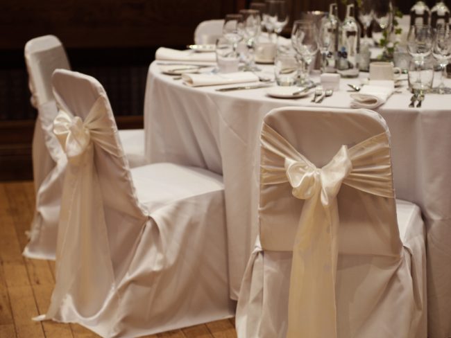 Cotton Chair Cover and Ivory Satin Bow for Wedding