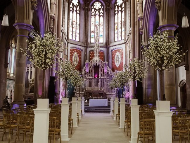 Ceremony Aisle lined with Blossom Trees Manchester
