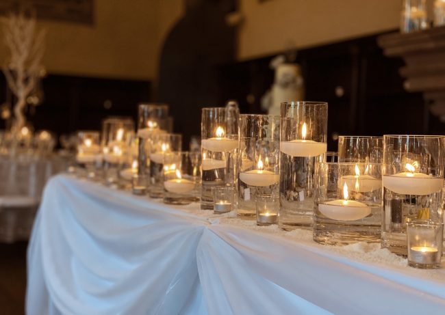 Winter Wonderland Wedding Centrepieces Vases with Floating Candles