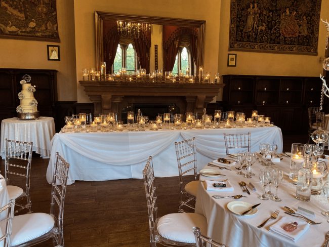 Intensive Top Table Arrangement with Candles and Tealights